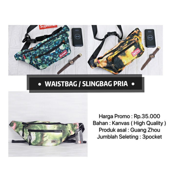 Waistbag tas selempang distro waistbag grosir Tas Slempang / Waistbag Supreme Motif Bubble Bir 1TAN