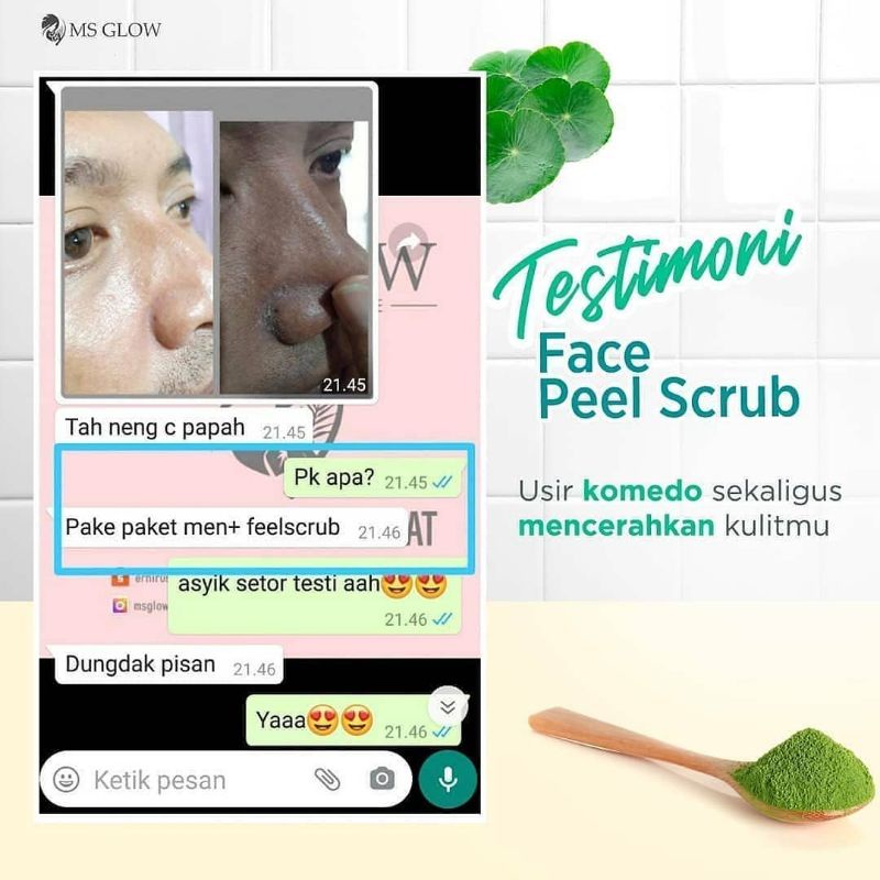 FACE PEEL SCRUB MSGLOW ANGKAT BLACKHEADS KOMEDO EKSFOLIASI