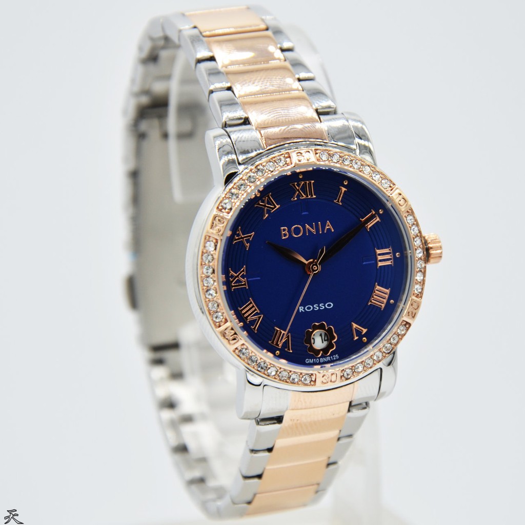 Jam Tangan Wanita Original (Bonia Rosso BNR125L) Stainless Silver Rose Biru