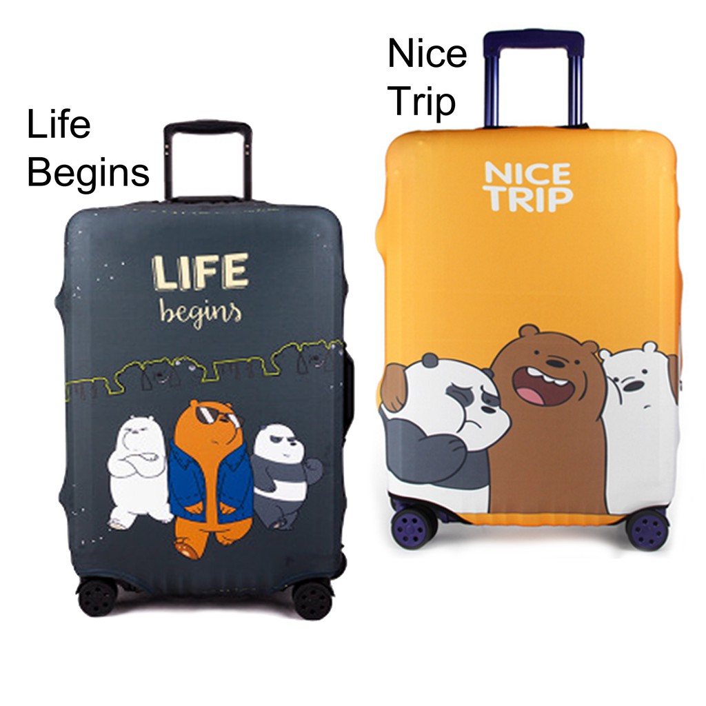 Sarung Pelindung Koper Bare Bears Cover Luggage Elastis Beruang