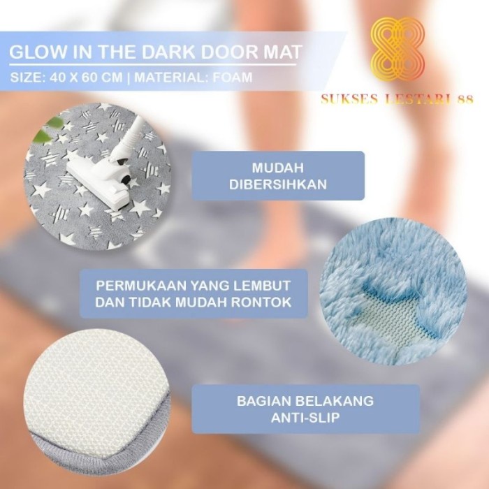 Keset Kaki Trendy Foam Lembut GLOW IN THE DARK - BULAT