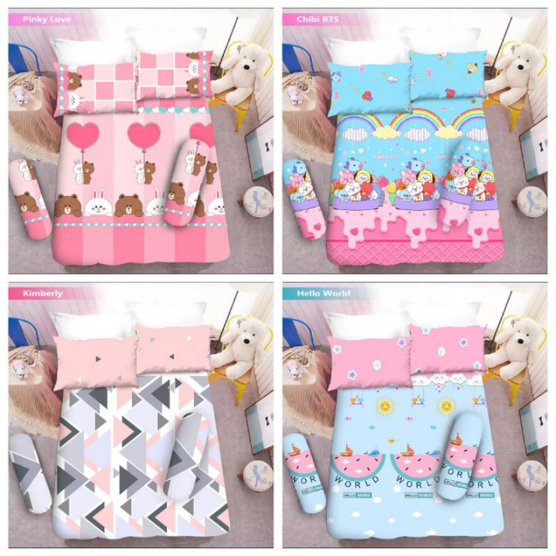 SPREI VITO KING 180X200 BTS PINK LOVE GARDENIA KIMBERLY HELLO WORLD VERMONT MODELISTA OAKWOOD PUZZLE