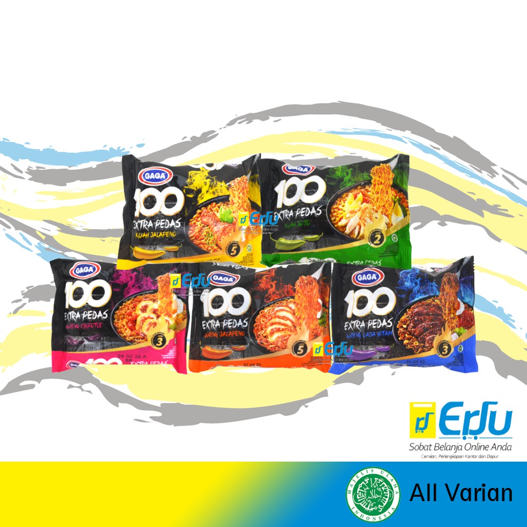 

VARIAN Gaga 100 Extra Pedas Mie Instan Goreng & Kuah Halal MUI