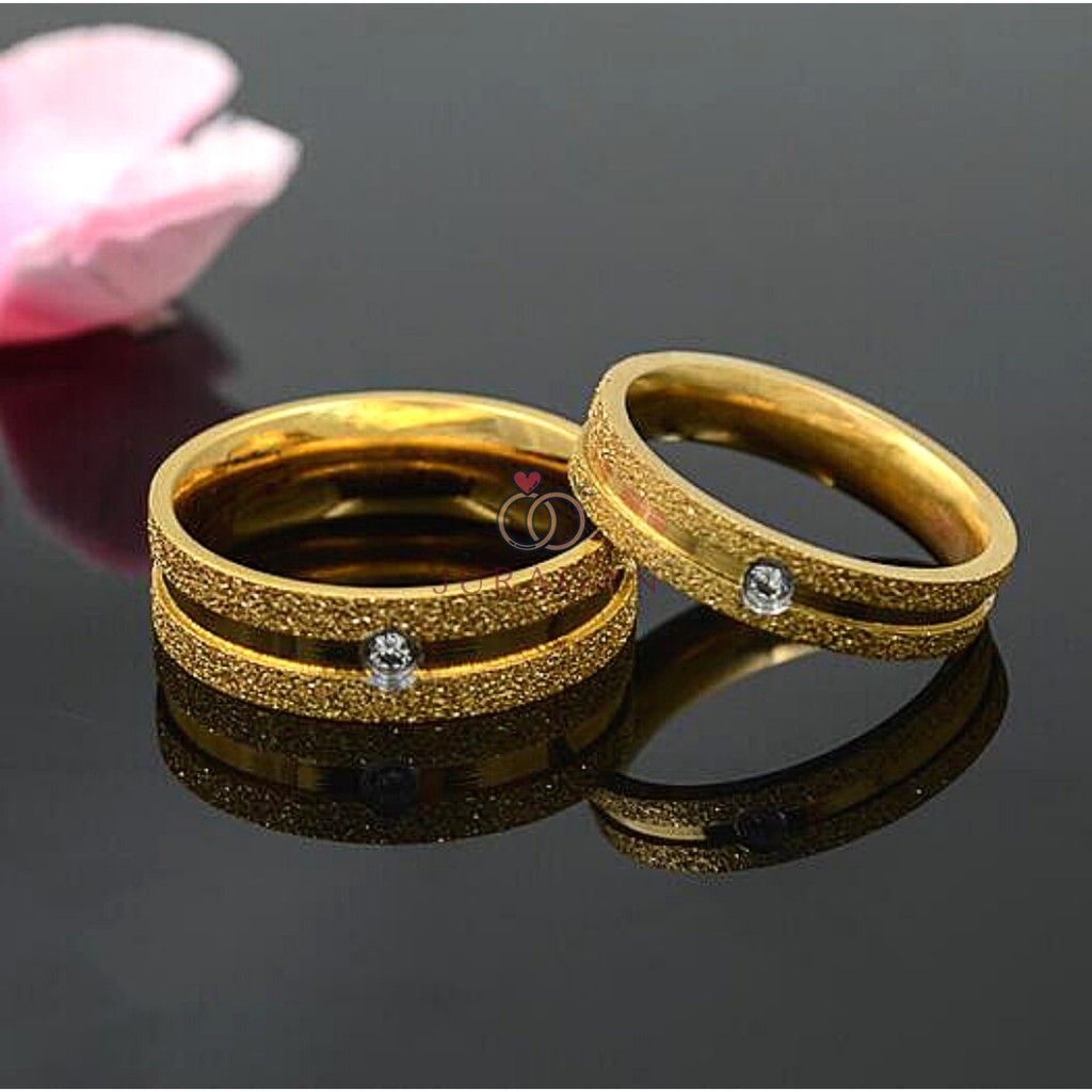 [HIGH QUALITY] Cincin Couple BUCIN R59 Titanium Ukir Nama + Box Cincin Beludru + BONUS Gelang Couple