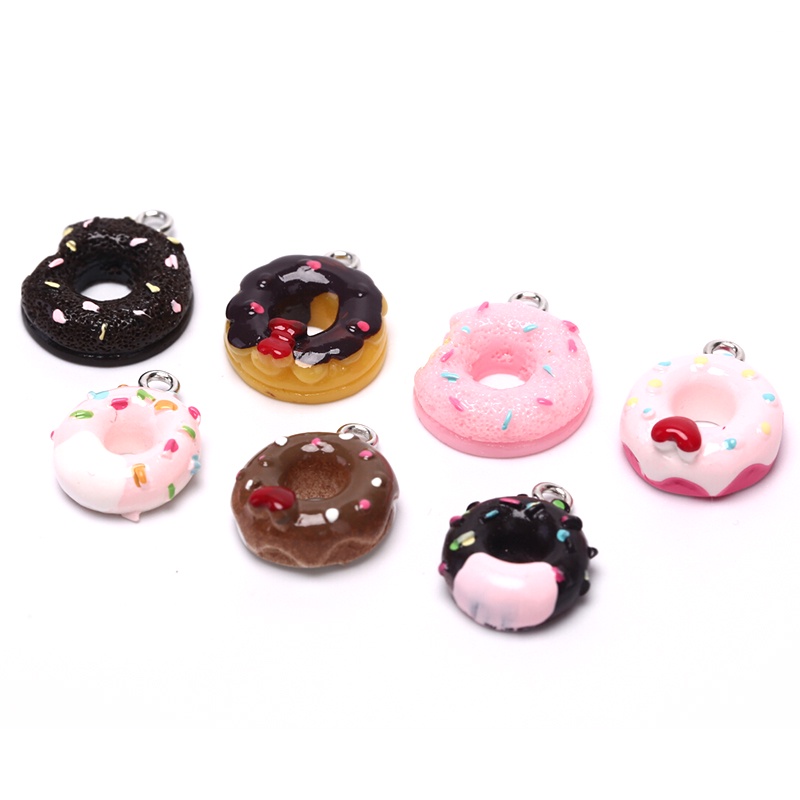 10pcs / set Liontin Bentuk Donat Bahan Resin Untuk Membuat Perhiasan