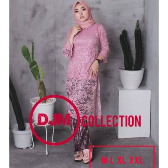 setelan tunik brukat Kinanti (tunik brukat + rok plisket)