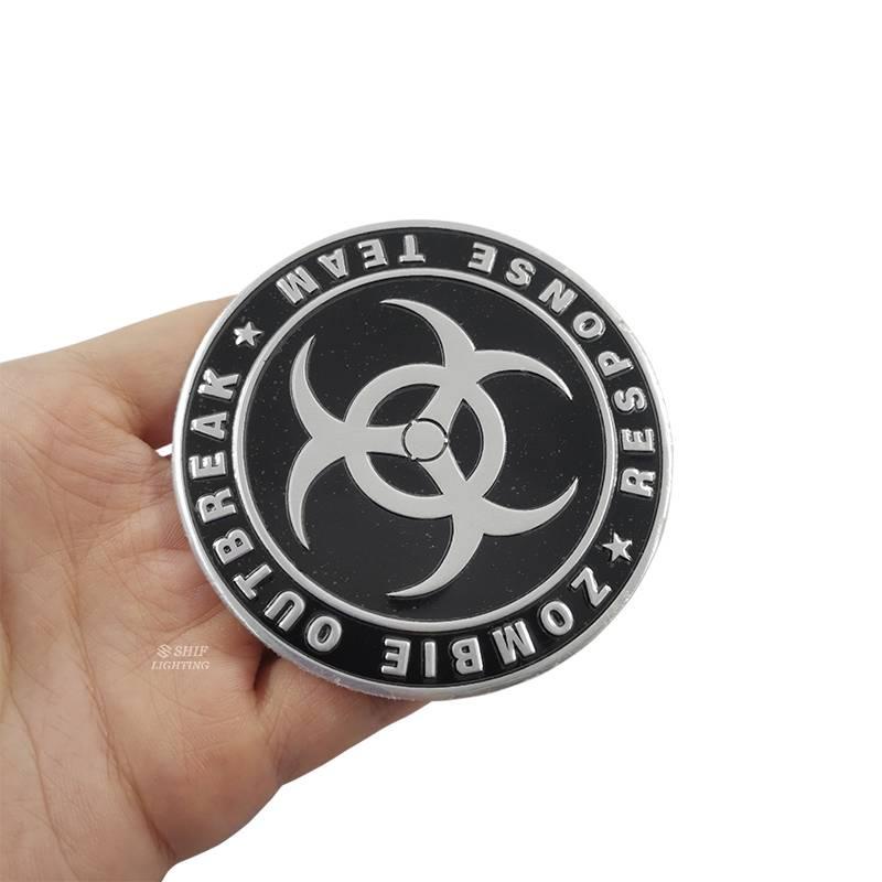 1pc Stiker Emblem Logo Resident Evil Zombie Outbreak Biohazard Bahan Aluminum Untuk Mobilmotor