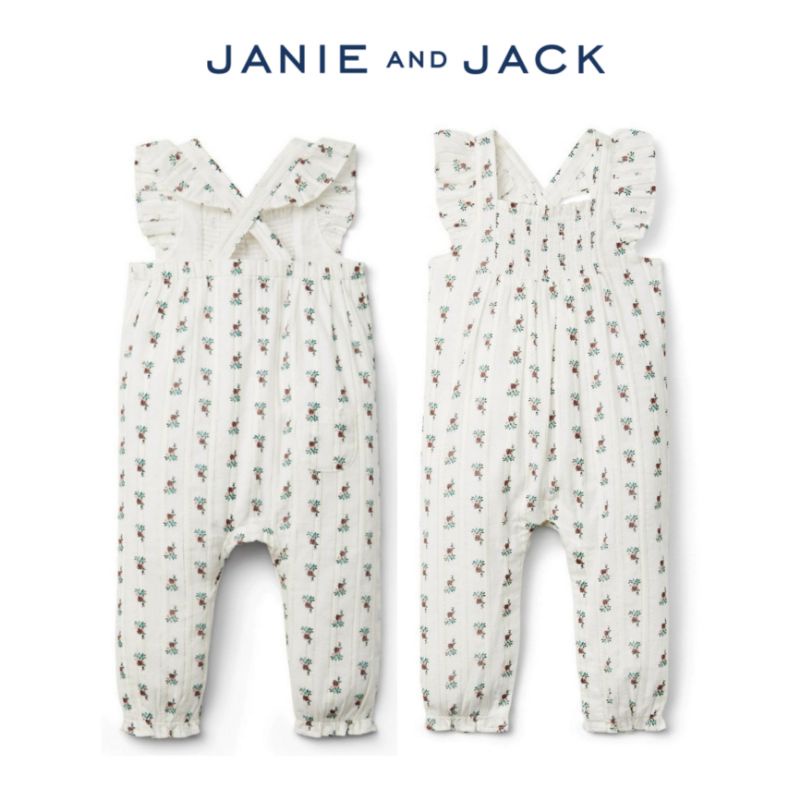 Janie & Jack - Jumpsuit Romper Anak Bayi Laki Perempuan | Size 0, 3, 6 bulan-Floral Smocked