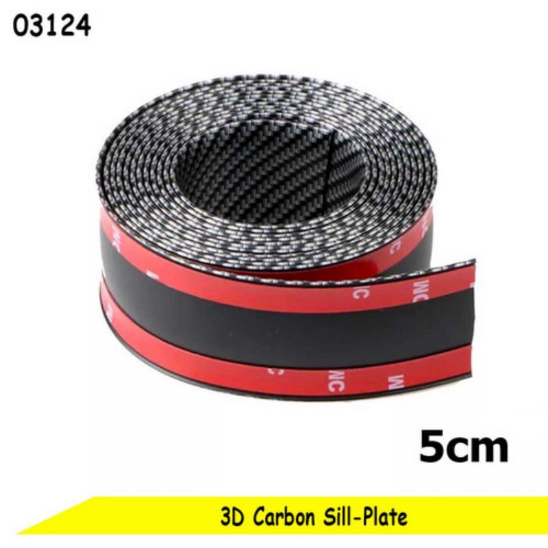 Lebar 5Cm List Sillplate 3D Sillplate Karbon Mobil Alas Karpet Pelindung Bemper Doorguard Bumper