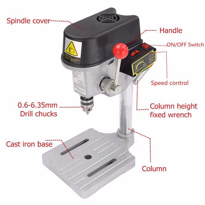 SUROM Mesin Bor Duduk Mini Drill Press 0.6-6.5mm 340W 16000RPM ZQ4116