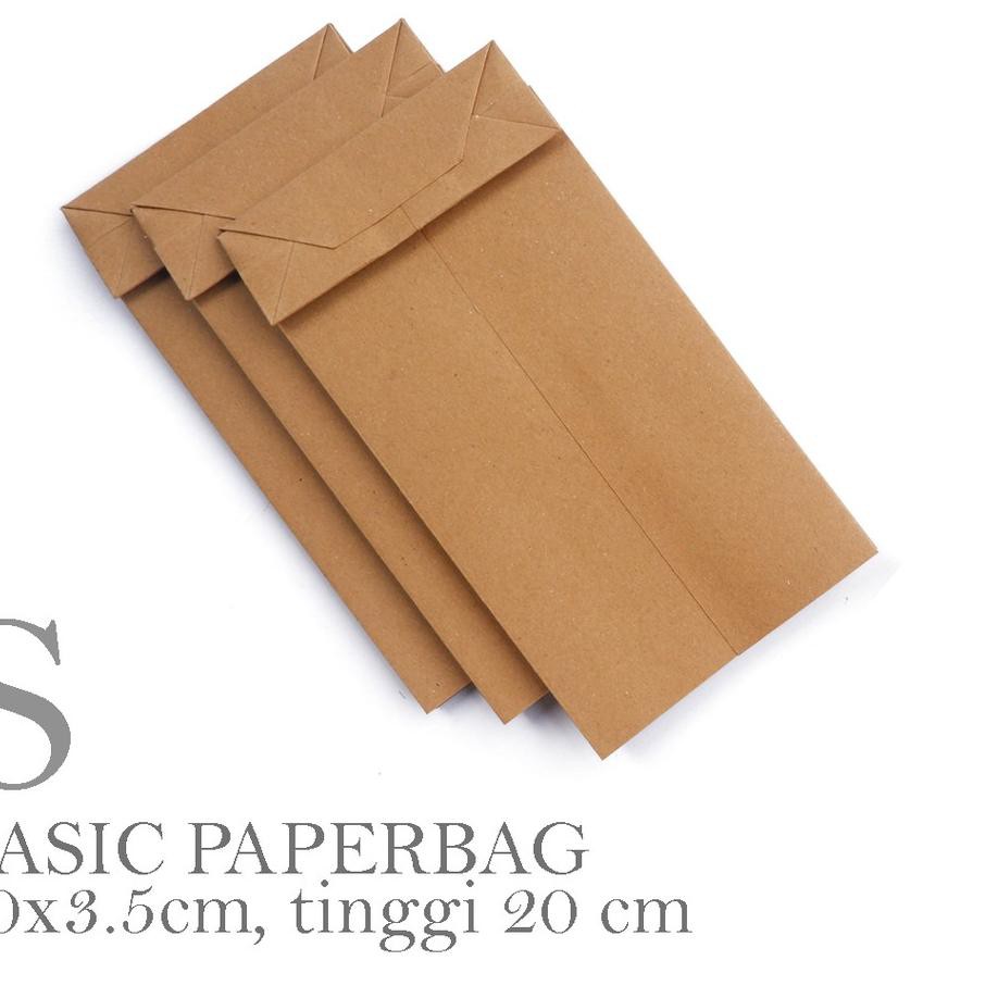 

❤ BELIO ❤ [HARGA 10pcs] BASIC PAPERBAG (Small:10x3.5x20 cm) KRAFT LINER 150gr