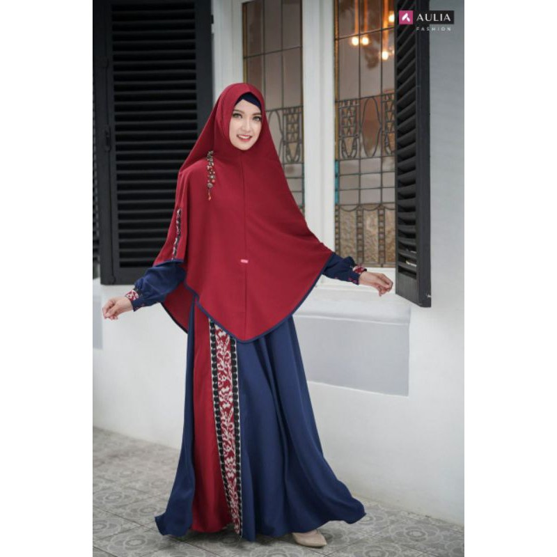 Aulia fashion Set Gamis Sultan 4 navy maroon lurik Best seller terlaris