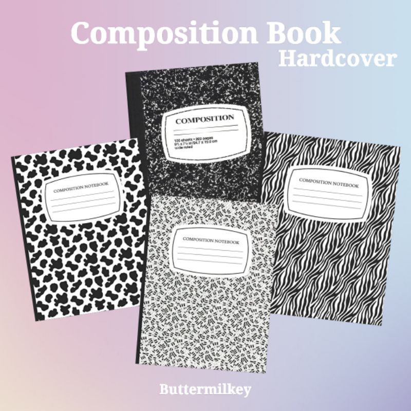 

Buttermilkey • Composition book • Black Pattern • Hardcover (A5)