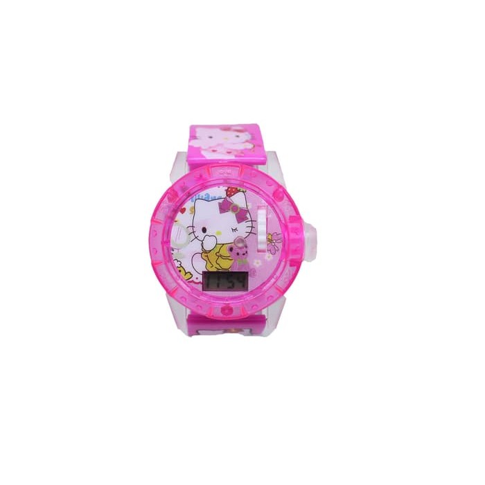 Super Murah! JAM TANGAN ANAK PEREMPUAN MUSIK LASER PROYEKTOR HELLO KITTY LAMPU