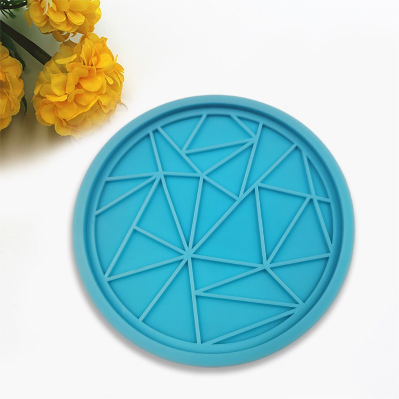 Glitter Geometric Circle Round Shape Coaster Epoxy Resin Mold Cup Mat Pad Silicone Mould DIY Crafts Casting Tool