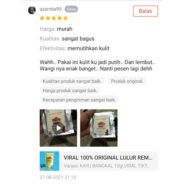 BUNETS VIRAL LULUR REMPAH KAYU BANGKAL KETIAK BLEACHING PAYUDARA