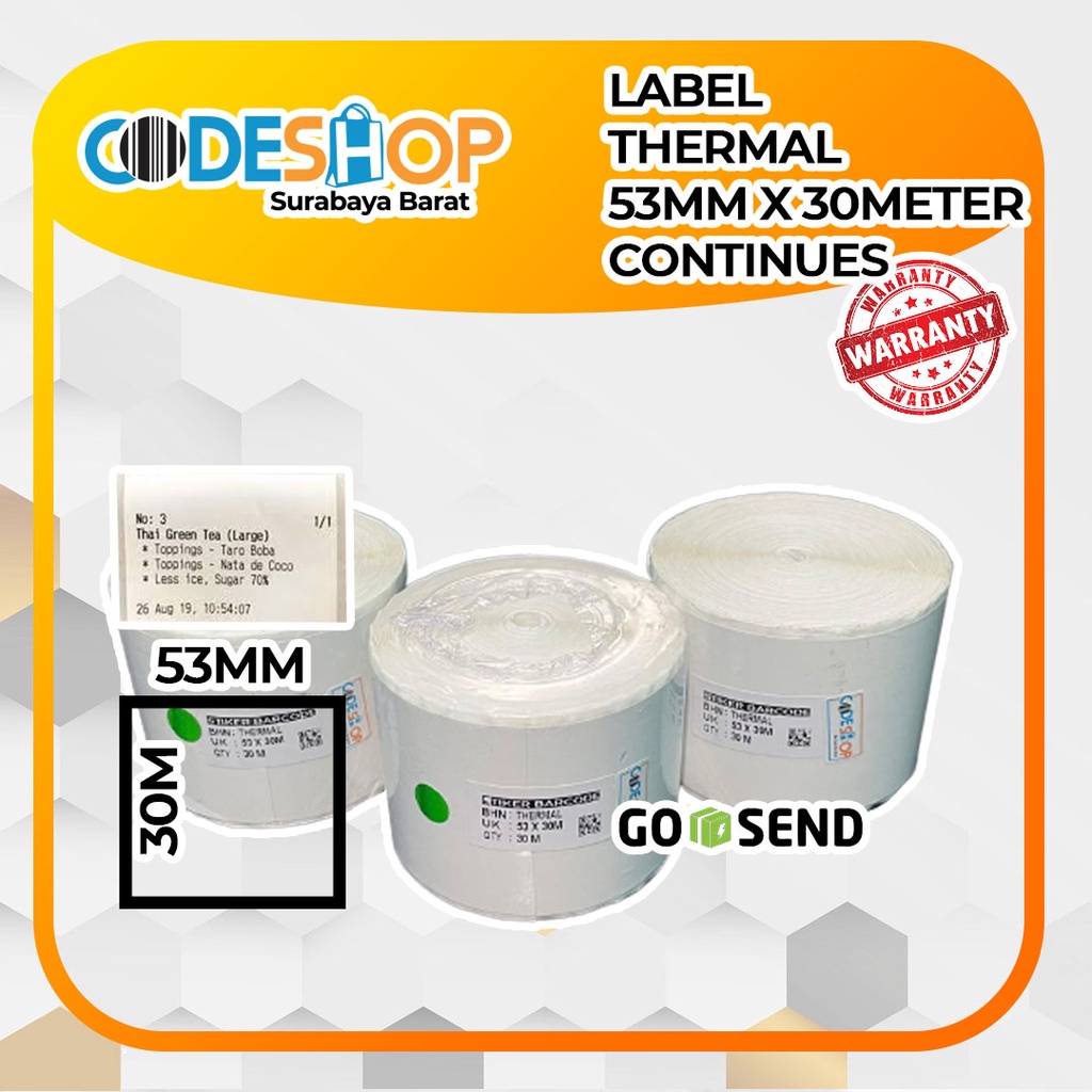 Label Stiker Uk 53 x 30 Meter Thermal Continues