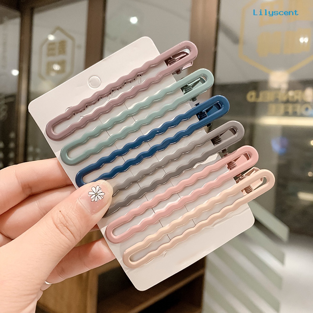 Ls 6Pcs / Set Jepit Rambut Bentuk Gelombang Flexible Warna Campur Untuk Wanita