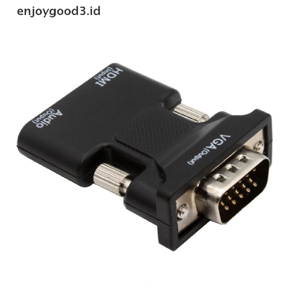 Konverter Hdmi Female Ke Vga Male Dengan Adapter Audio Support Sinyal 1080p