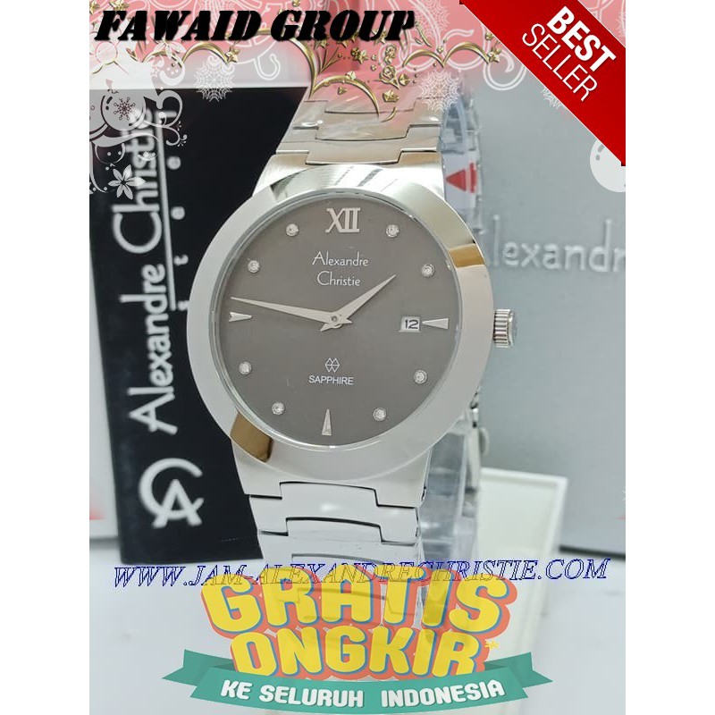 BEST SELLER JAM TANGAN WANITA ALEXANDRE CHRISTIE AC 8569 PRIA SHAPPHIRE SILVER BLACK ORIGINAL