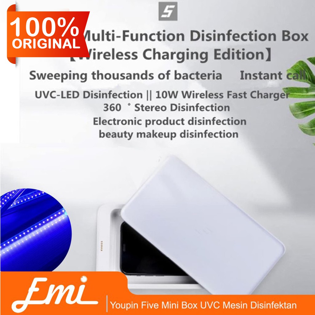 Youpin Five Mini Box UVC Disinfektan &amp; 10W Wireless Charger Handphone