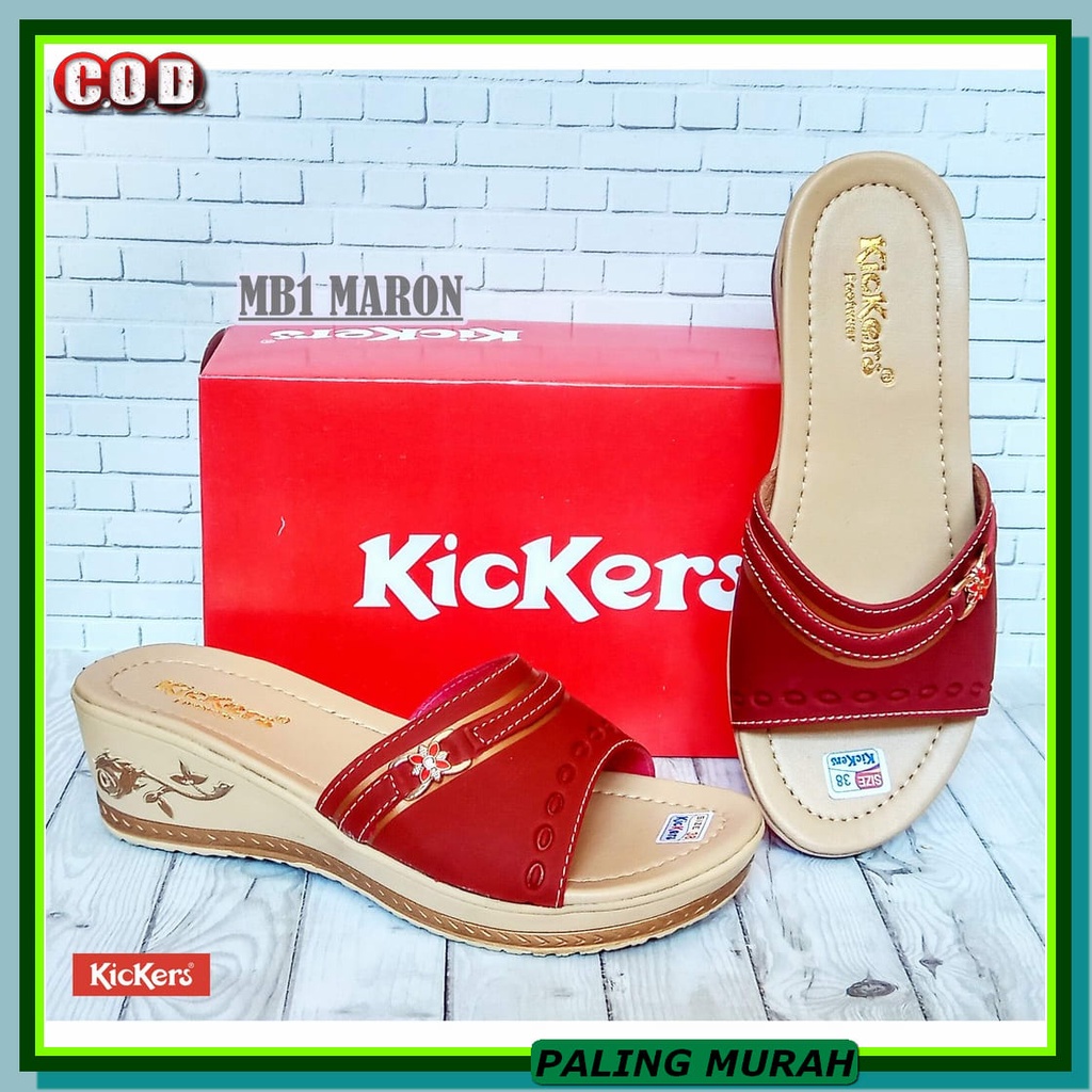 Sendal Wedges Wejes Kekinian Mr 13 Wedges Untuk Wanita Gesper 7Cm YL286 Wedges Sandal Wanita Kode Mb