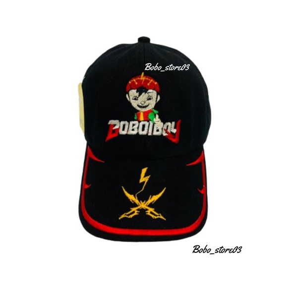 Bobo_store03 Topi Baseball Anak laki laki perempuan Karakter Superhero spiderman Tayo Boboboy hellokitty lol Usia 2 Sampai 8 Tahun Kualitas Terbaik-boboboy hitam