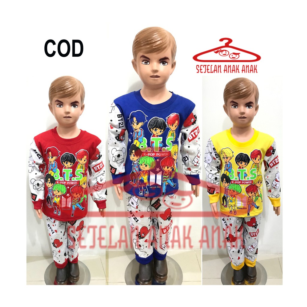 SETELAN ANAK LAKI LAKI LENGAN PANJANG MURAH MOTIF BTS BAJU ANAK LAKI LAKI MURAH