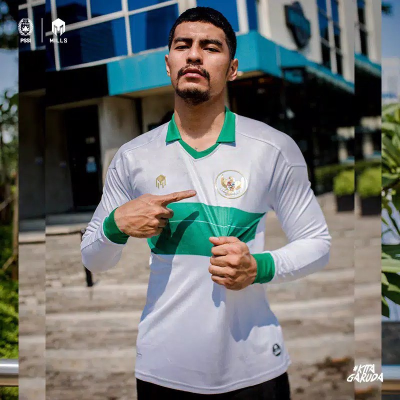 MILLS Timnas Indonesia Jersey Away Player Issue Long Sleeve 1024GR White