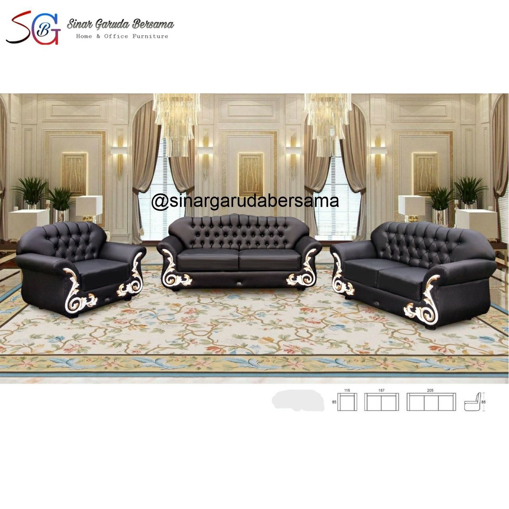 SOFA MODERN HITAM / SOFA JUMBO MEWAH BESAR KEKINIAN KLASIK