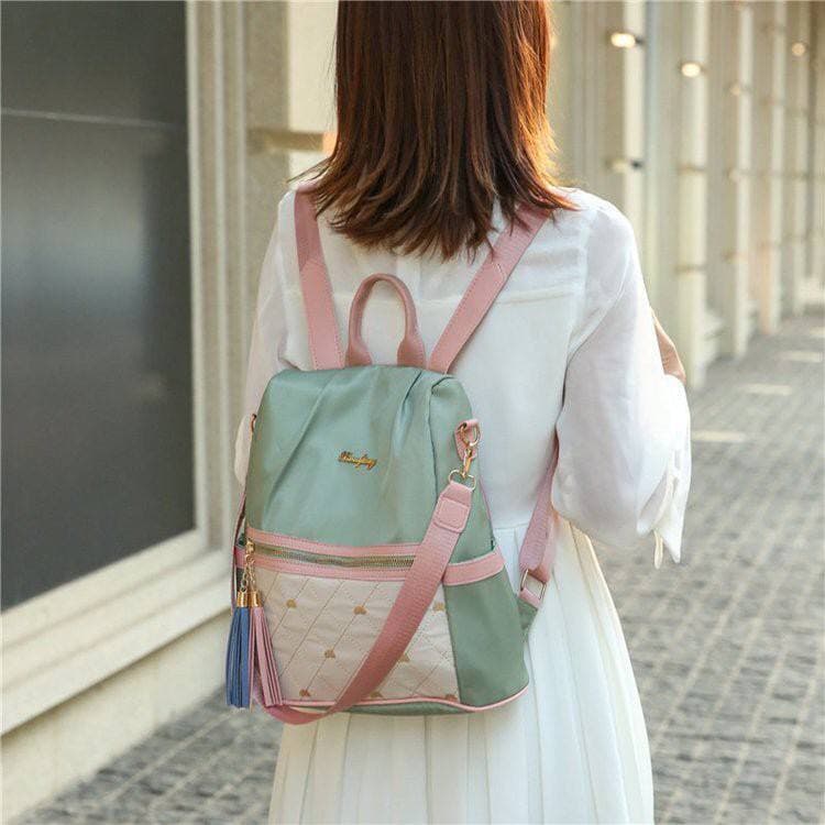 TAS RANSEL WANITA ANTI AIR BACKPACK HIJAU KOREA IMPORT MURAH FASHION SELEMPANG PARRY TA160G3 BRANDED