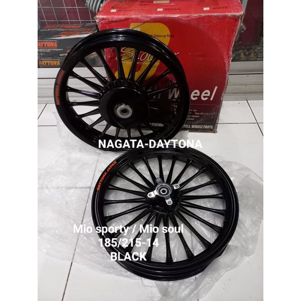 PELEG VELG DAYTONA MIO SPORTY PALANG20 BULAT 185-215-14 BLACK ORIGINAL JAPAN