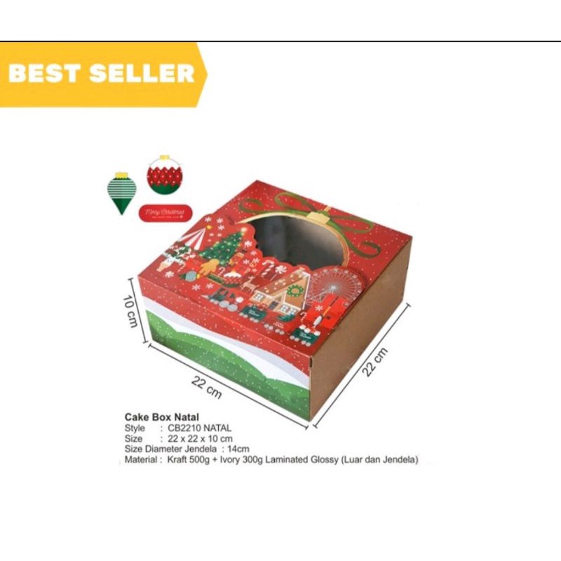 Dus kue bolu box kue christmas + asesories 22cm