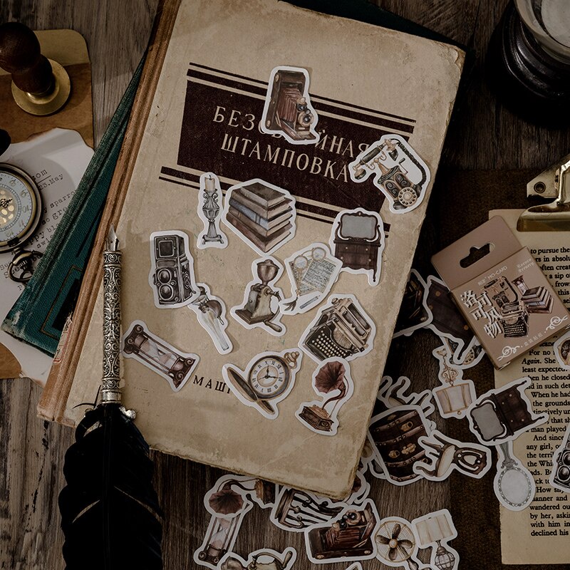 

45 LEMBAR STIKER KOTAK TEMA VINTAGE RETRO FURNITURE BULLET JURNAL LUCU MURAH DIY DIARY POCA KAWAI