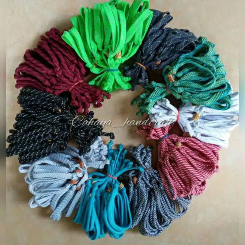 144pcs Gelang Tali 3 Rangkap Gelang Tali Sepatu Berbagai Motif Random