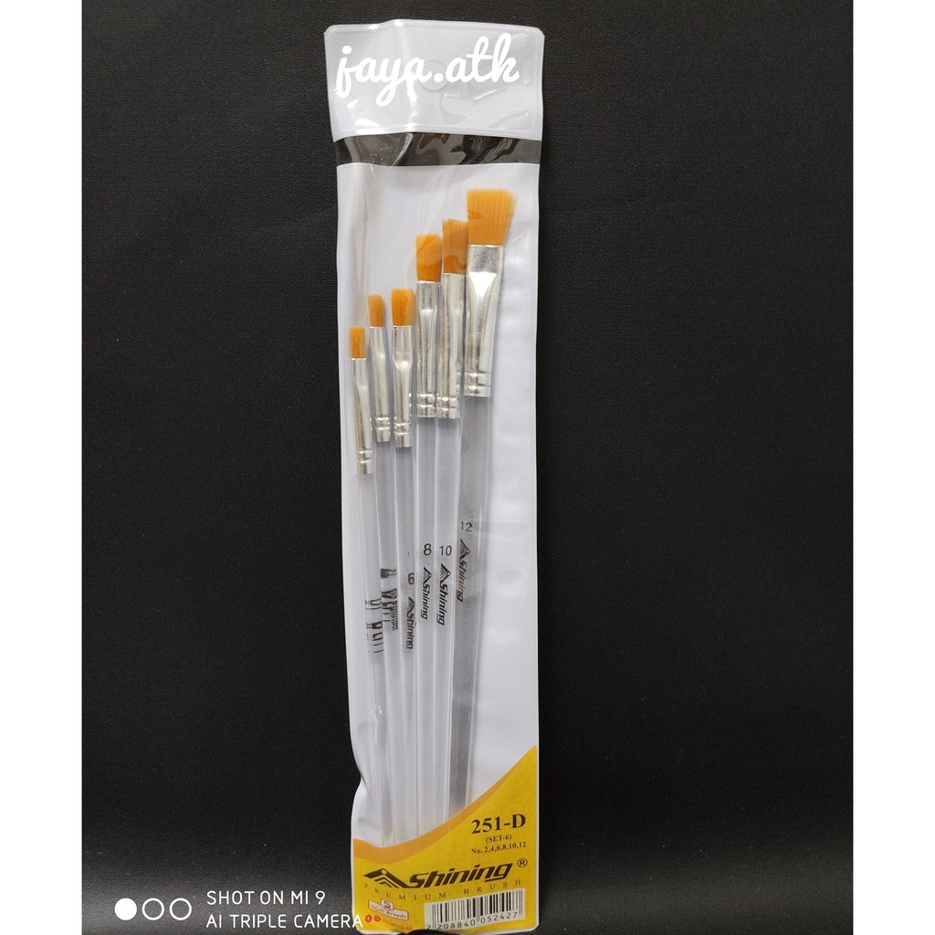 KUAS LUKIS SET ISI 6 UJUNG PIPIH HALUS GEPENG KUAS CAT AIR BRUSH PAINT 251-6D