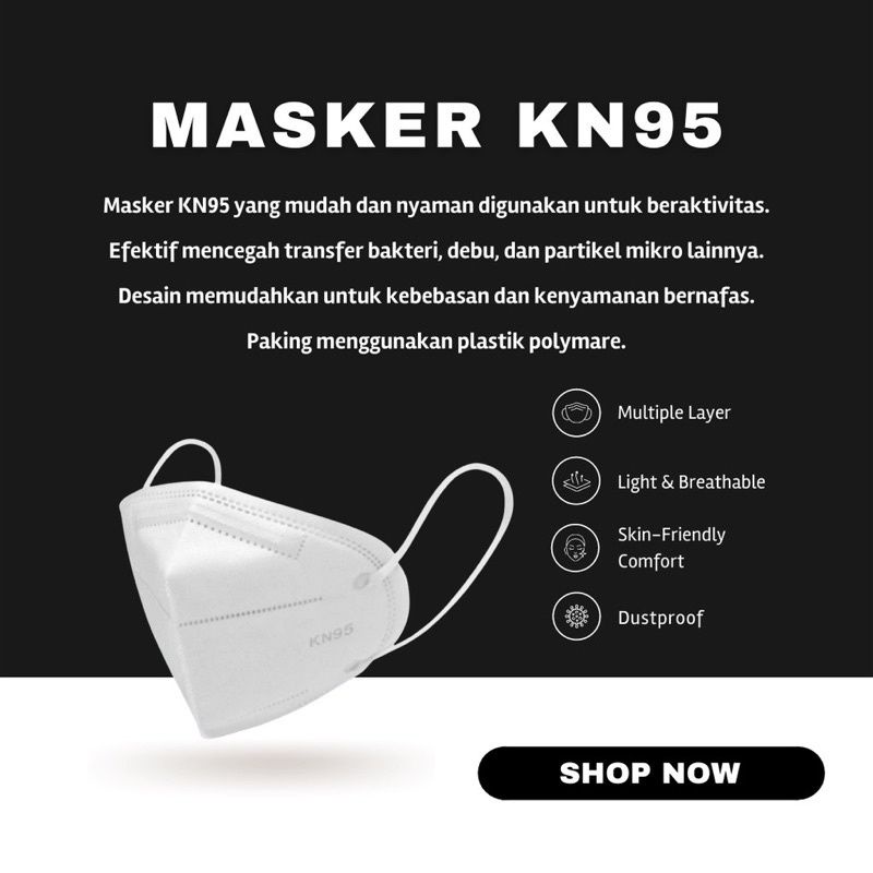 Masker kn95 Medis 5ply Putih Earloop KN 95