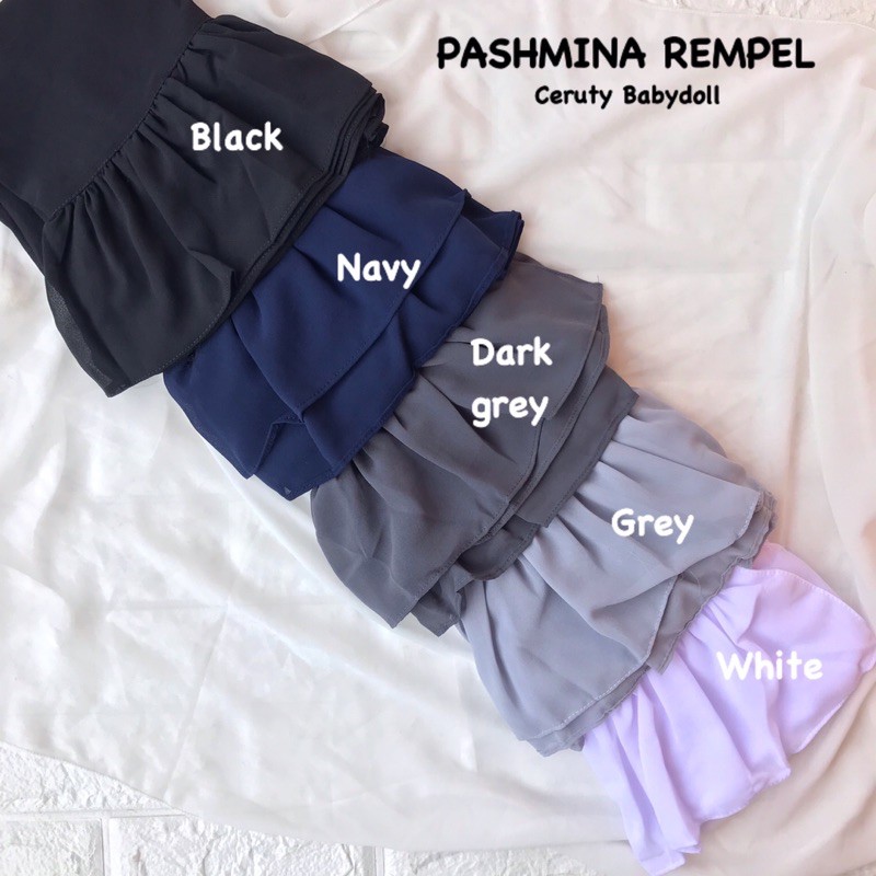 PASHMINA REMPEL CERUTY INSTAN TALI KARET / PASMINA INSTAN BABYDOLL KRIWIL LANGSUNG SLUP TANPA PENITI