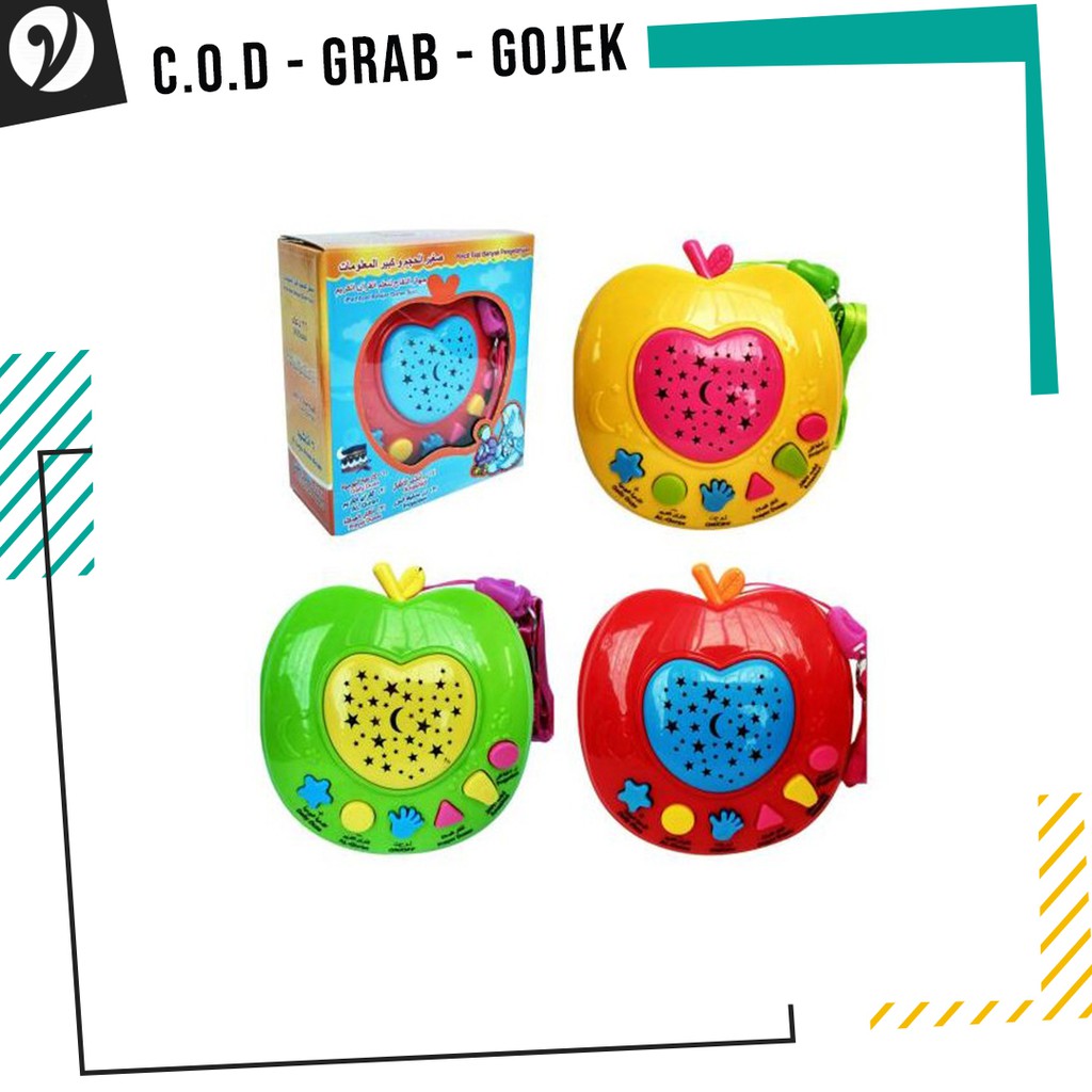 Mainan Edukasi Anak Muslim Speaker Apel Apple Learning Quran Projector Lamp