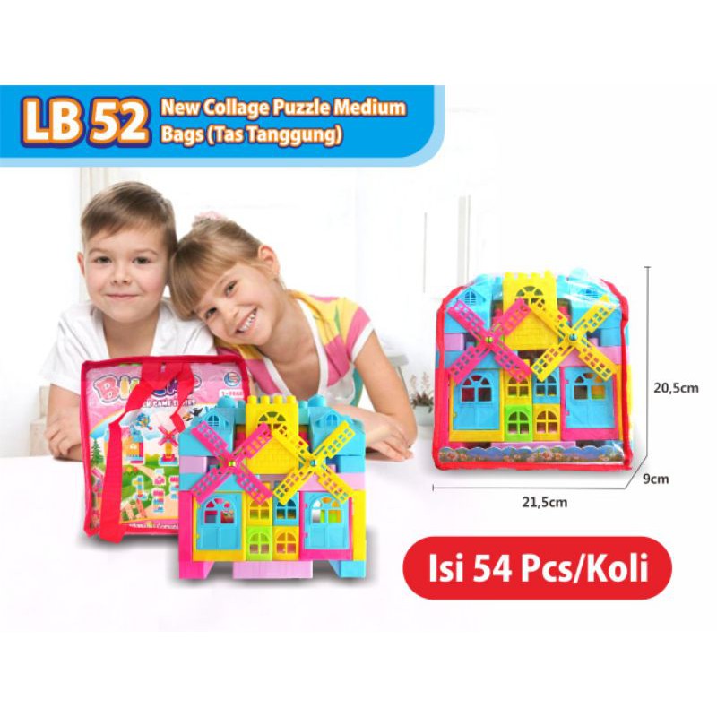 LB 52 - MAINAN EDUKASI BLOCK KREATIF KINCIR CASTLLE TAS RANSEL LB52