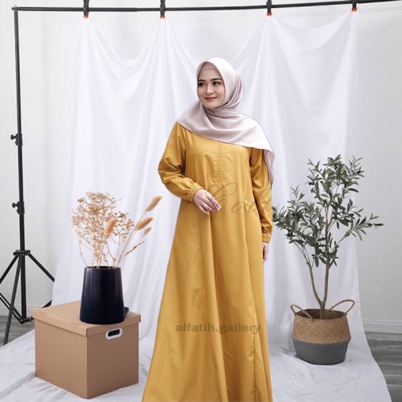 gamis polos elegan terbaru bahan katun toyobo fodu gamis busui