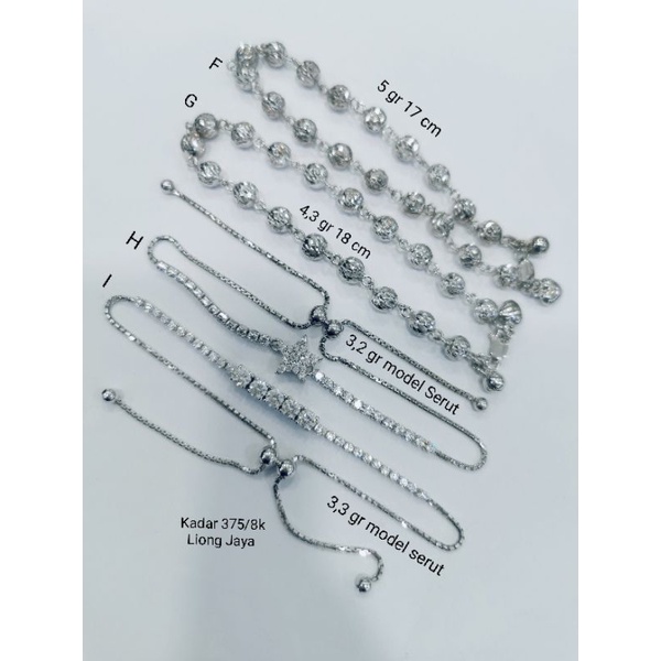 Gelang Emas Putih Kadar 375/8k