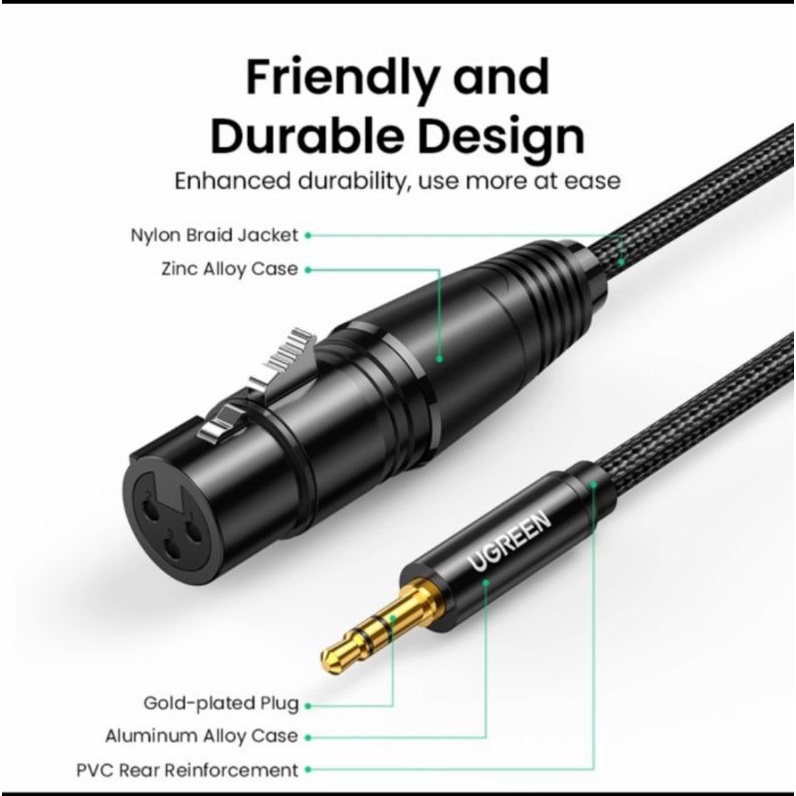 Ugreen XLR Microphone to Aux 3.5mm - Ugreen Jack 3.5 mm Male to XLR