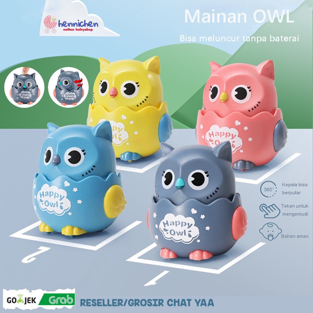 Mainan Anak burung happy owl Tekan bisa jalan Cute Owl Tanpa Baterai Lucu dan Awet BPA FREE