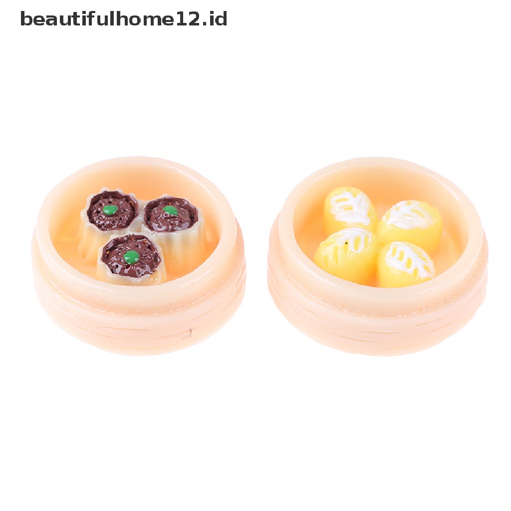 【beautifulhome12.id】 5Pcs/set 1:12 Dollhouse Miniatures Chinese Dim Sum Food Kitchen Accessories .