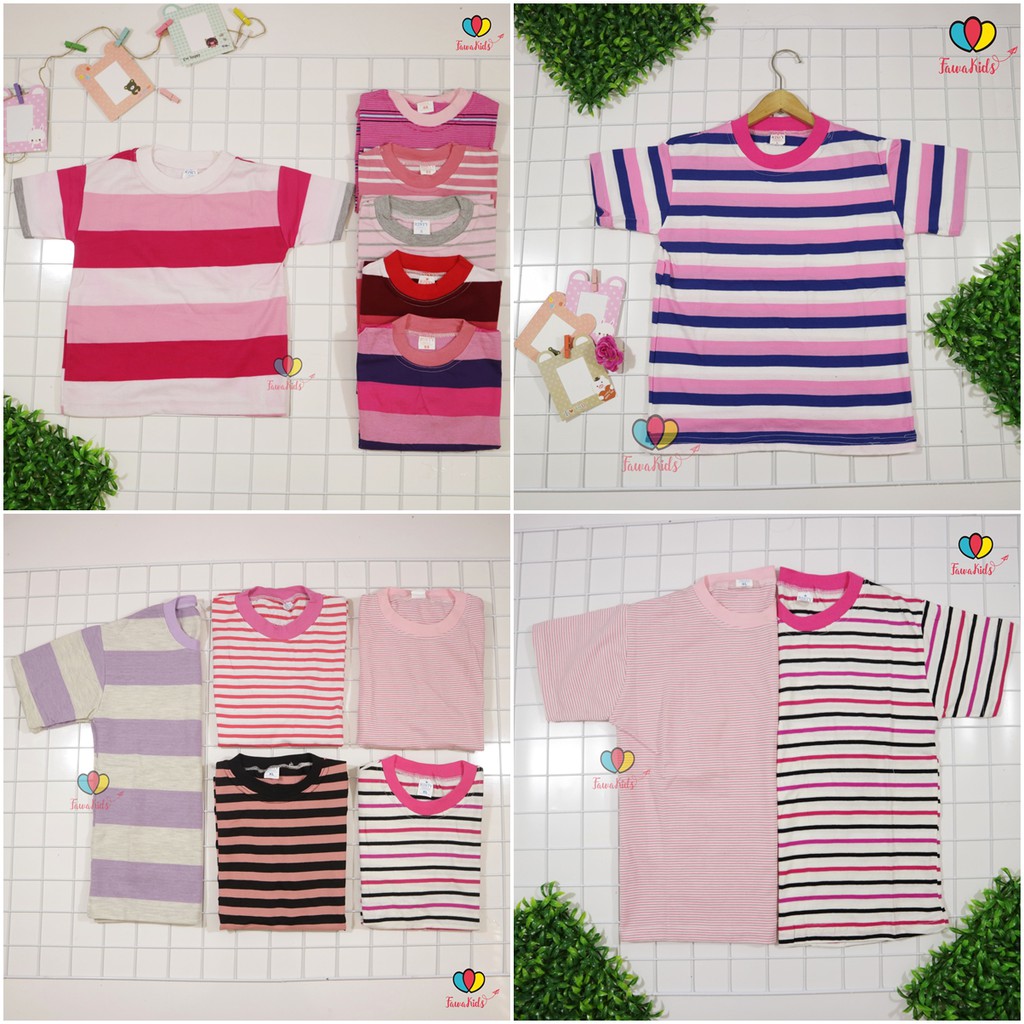 Kaos Geulis uk 5-6 th / Kaos Anak Cewek Baju Anak Kaos Salur Kaos Lengan Anak Kaos Murah