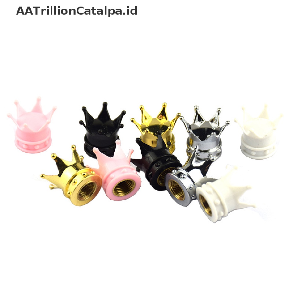 Aatrillioncatalpa 4Pcs / Set Tutup Pentil Ban Mobil Bentuk Mahkota