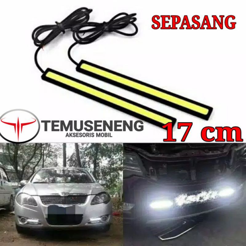 2Pcs Sepasang Lampu Mobil Led Drl Cob Plasma Senja Kabut Sore Kota Day Running Light Tempel Putih