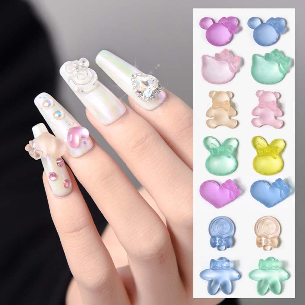 Mxbeauty Candy Nail Charms Lucu DIY Charms Transparan DIY Manicure Accesoires Kristal Kuku Berlian Imitasi