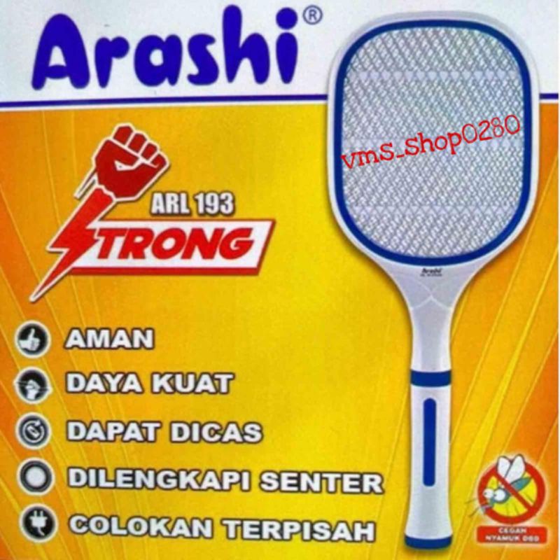 Raket Nyamuk plus Senter Arashi Strong ARL-193 | Shopee